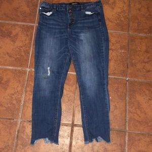 Distressed denim pants